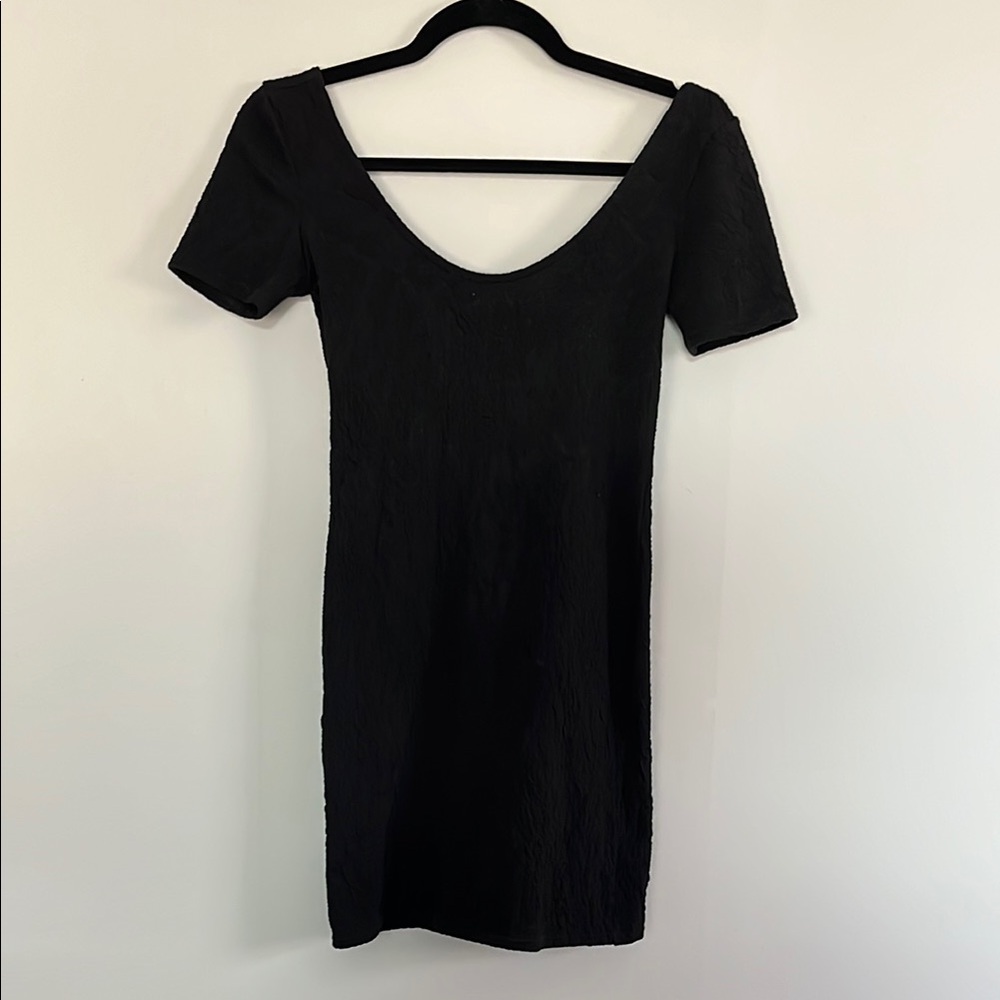 Black Bodycon Mini Dress with Scoop Neck